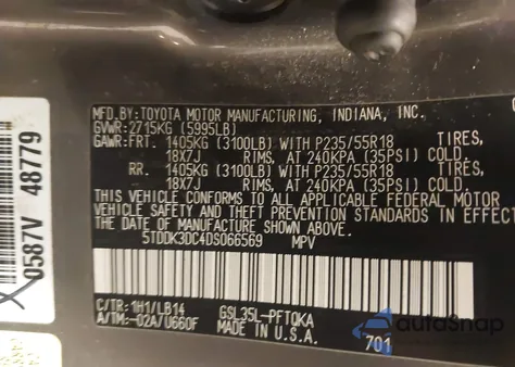 2013 Toyota Sienna Xle 7 Passenger из США, поврежденный, VIN 5TDDK3DC4DS066569